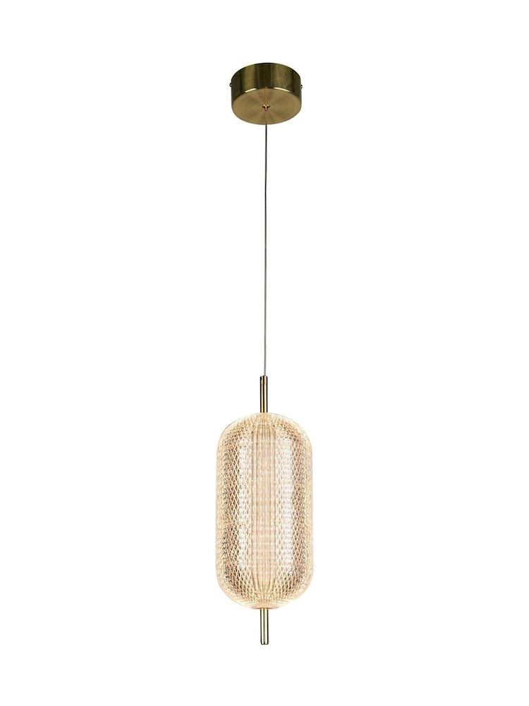 Searchlight Satin Brass Tuscany LED Pendant Ceiling Light - Image 2 of 4