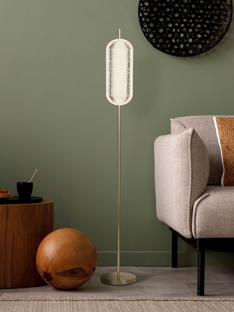 Searchlight Satin Brass Tuscany LED Floor Lamp - Image 1 of 4