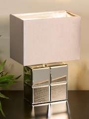 Searchlight Chrome and Clear Ozark Cube Table Lamp - Image 1 of 5