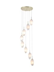 Searchlight Brass and White Ice 8 Light Multi Drop Pendant Ceiling Light - Image 2 of 4