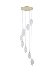 Searchlight Brass and White Ice 8 Light Multi Drop Pendant Ceiling Light - Image 3 of 4