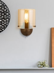 Searchlight Mocha and Amber Santorini 1 Wall Light - Image 1 of 4