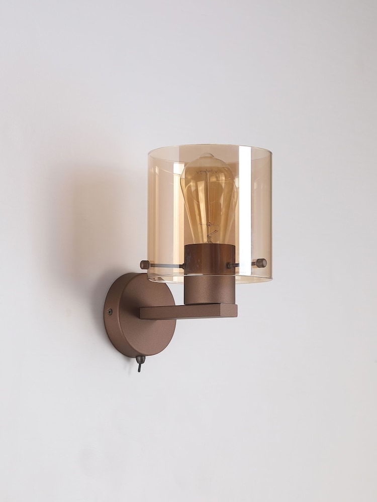 Searchlight Mocha and Amber Santorini 1 Wall Light - Image 2 of 4