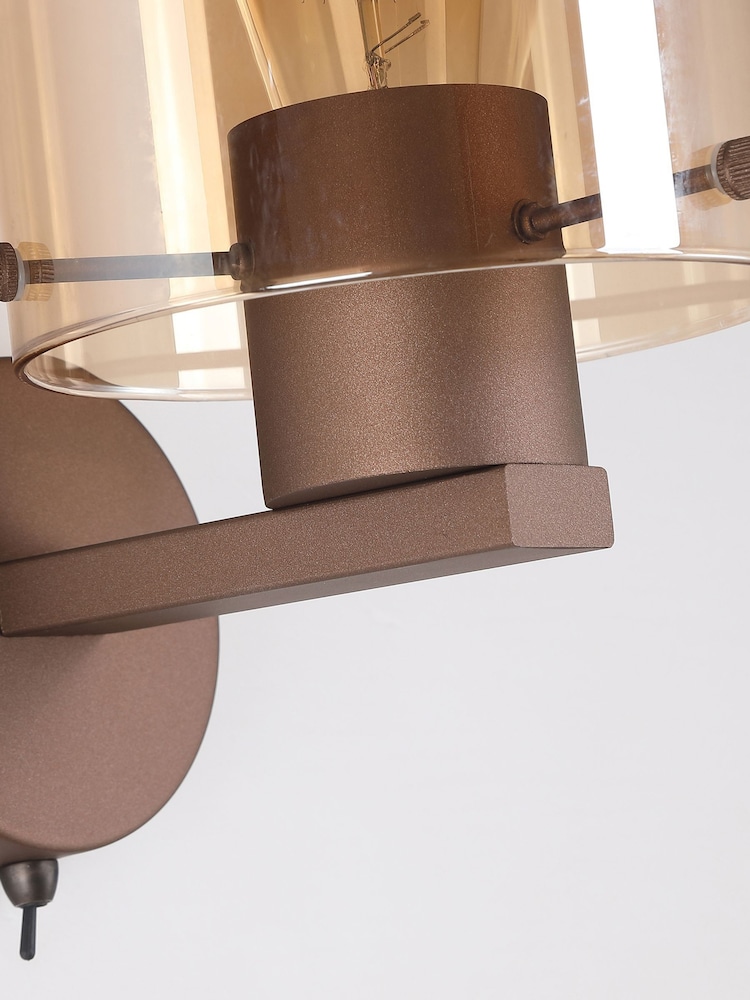 Searchlight Mocha and Amber Santorini 1 Wall Light - Image 4 of 4