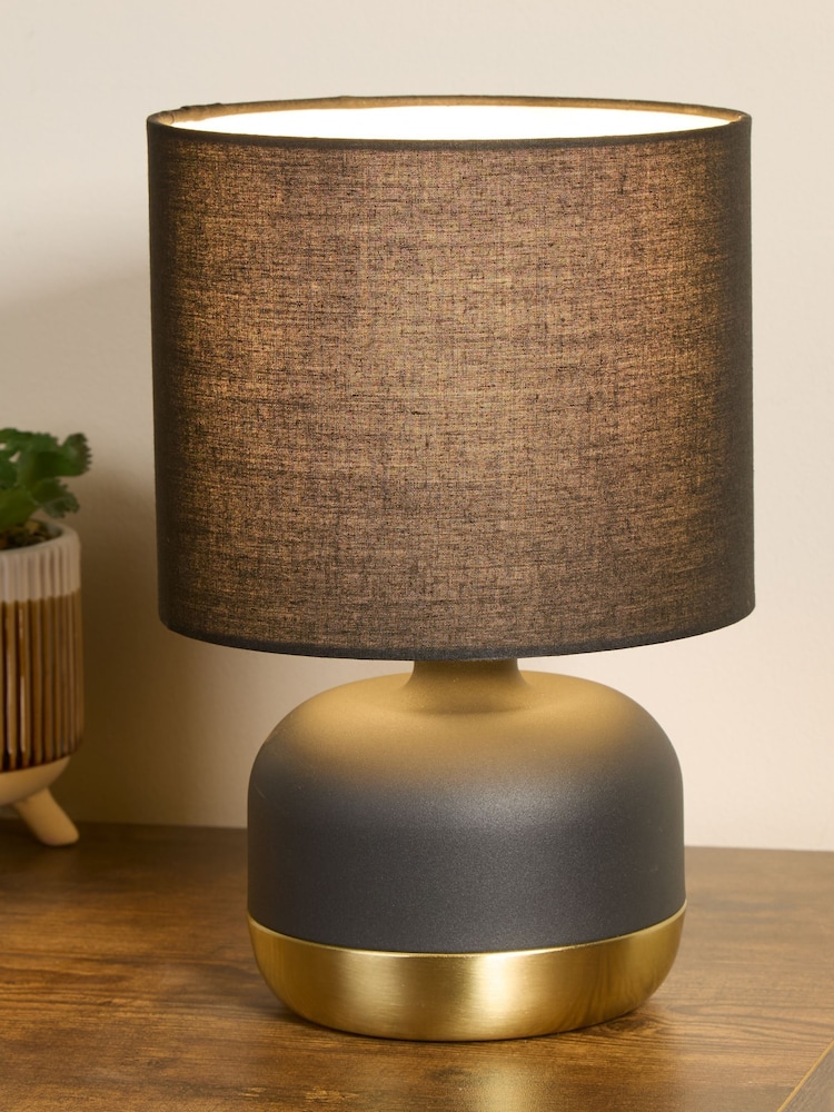 Searchlight Black and Brass Harley Touch Table Lamp - Image 1 of 4