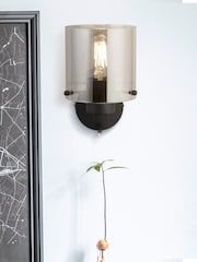 Searchlight Black  Smoked Santorini 1 Light Wall Light - Image 1 of 4