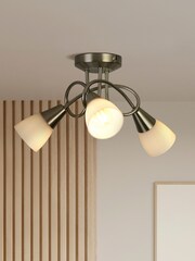 Searchlight Satin Silver Thames 3 Light Ceiling Light - Image 1 of 4