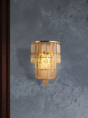 Searchlight Satin Brass Prism 2 Light Wall Light - Image 1 of 4