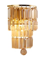 Searchlight Satin Brass Prism 2 Light Wall Light - Image 2 of 4
