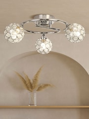 Searchlight Chrome and Clear Wimbledon 3 Ceiling Light - Image 1 of 4