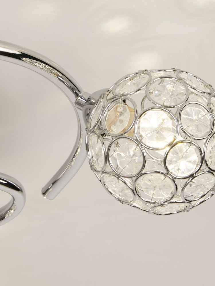 Searchlight Chrome and Clear Wimbledon 3 Ceiling Light - Image 2 of 4