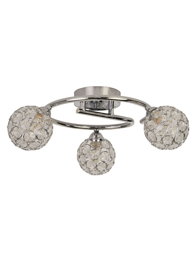 Searchlight Chrome and Clear Wimbledon 3 Ceiling Light - Image 4 of 4