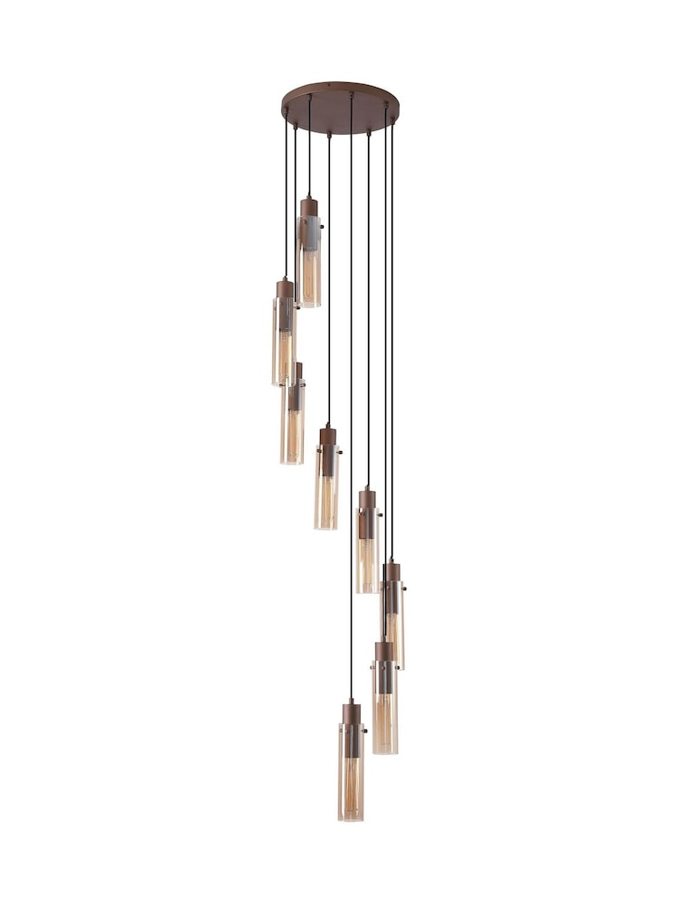 Searchlight Mocha and Amber Fira 5 Light Bar Pendant Ceiling Cluster Light - Image 4 of 4
