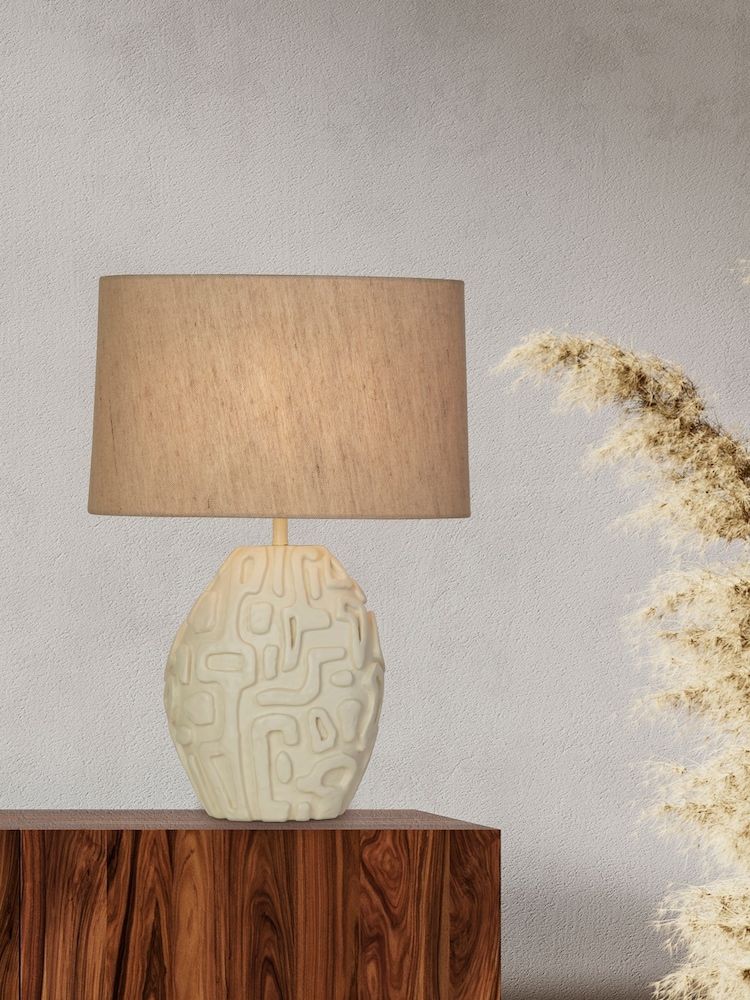 Searchlight Cream Agra 1 Light Table Lamp - Image 2 of 5