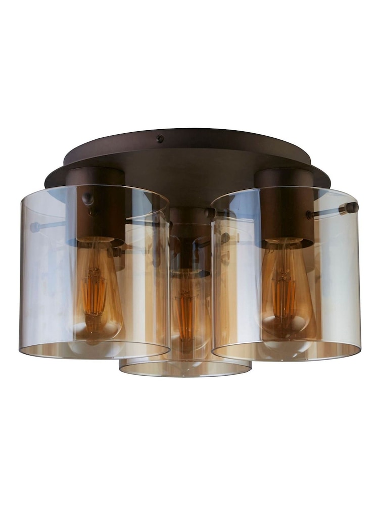 Searchlight Mocha Santorini 3 Light Flush Ceiling Light - Image 5 of 5 Searchlight Mocha Santorini 3 Light Flush Ceiling Light - Image 5 of 5