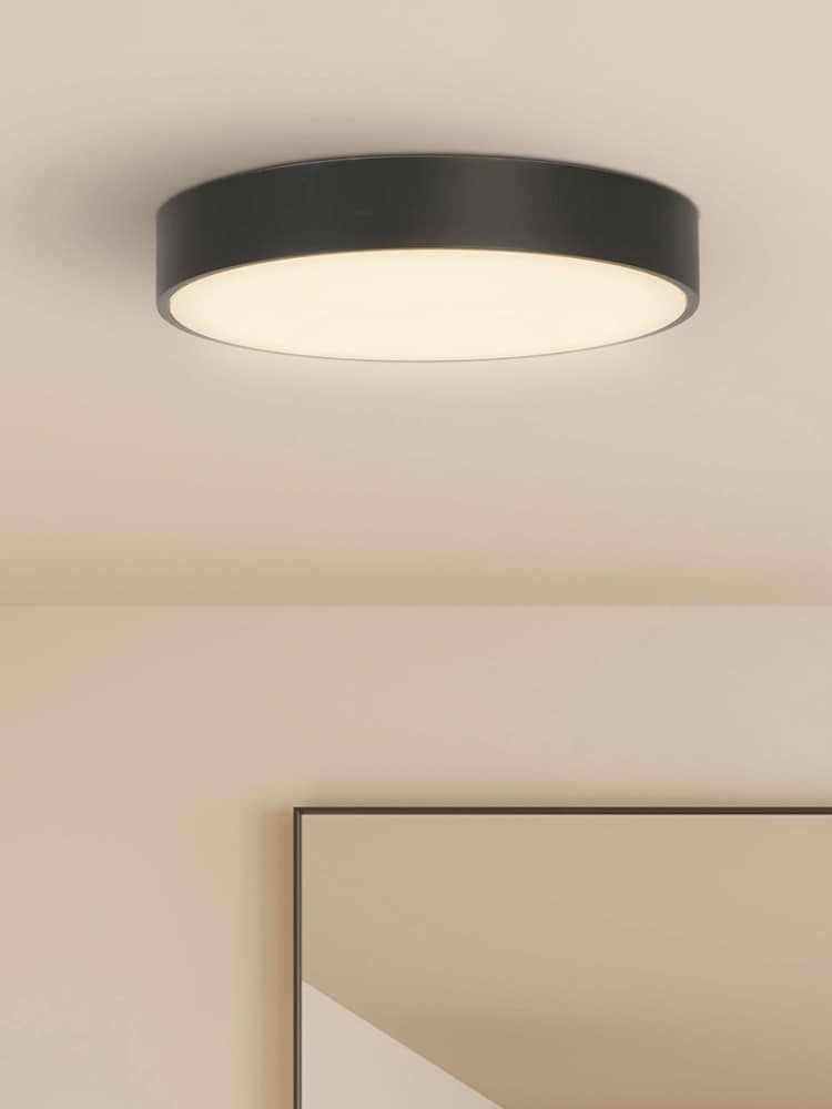 Searchlight White and Black Trieste LED Flush Ceiling Light - Image 1 of 4