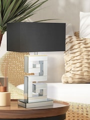 Searchlight Chrome and Clear Hasting Mirror Table Lamp - Image 2 of 5