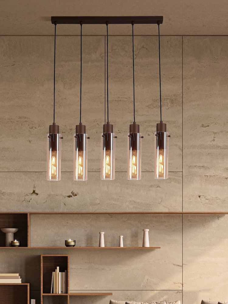 Searchlight Mocha and Amber Fira 5 Light Bar Pendant Ceiling 5 Light Light - Image 1 of 4