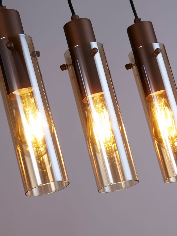 Searchlight Mocha and Amber Fira 5 Light Bar Pendant Ceiling 5 Light Light - Image 2 of 4