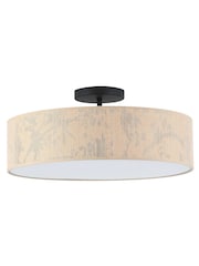 Searchlight Brown and White Natura 3 Light Flush Ceiling Light - Image 3 of 4