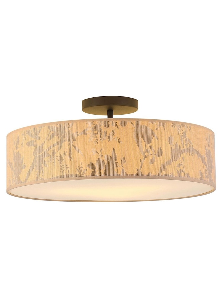 Searchlight Brown and White Natura 3 Light Flush Ceiling Light - Image 4 of 4