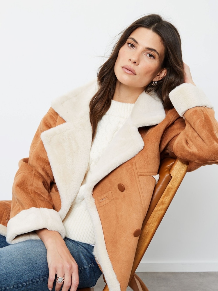 Another Sunday Faux Fur Suedette Shearling Jacket - Image 1 of 4