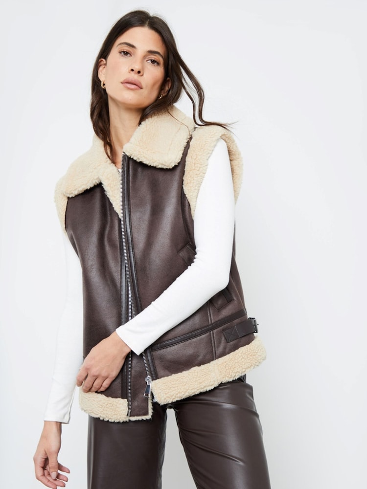 Another Sunday Fleece Lined Suedette Gilet - Image 3 of 4