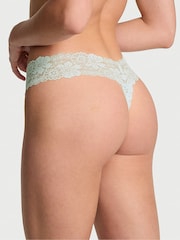 Victoria's Secret PINK Bliss Blue Thong Cotton Lace Trim Knickers - Image 2 of 2