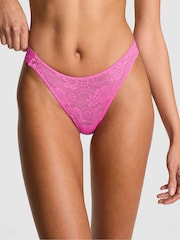 Victoria's Secret PINK Pink Gossip Thong Lace Logo Scoop Knickers - Image 1 of 2