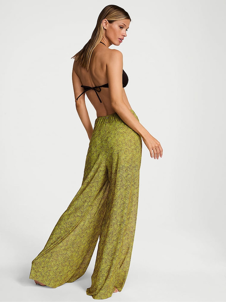 Victoria's Secret Limelight Green Dots Mesh Knot Cover Up Trousers - Image 2 of 3