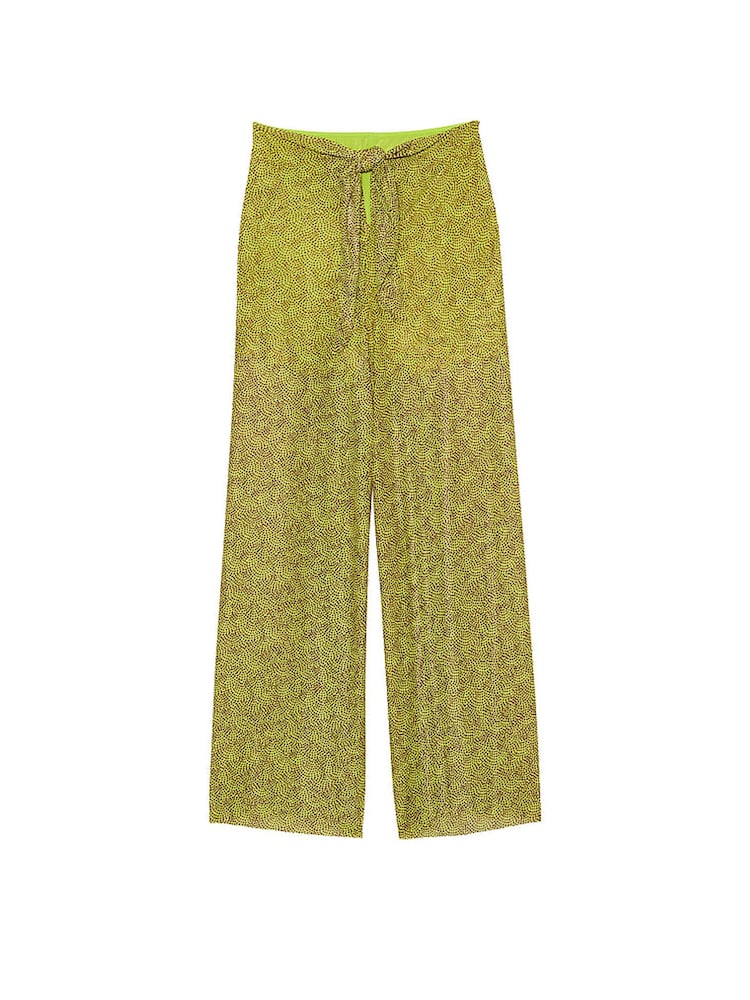 Victoria's Secret Limelight Green Dots Mesh Knot Cover Up Trousers - Image 3 of 3