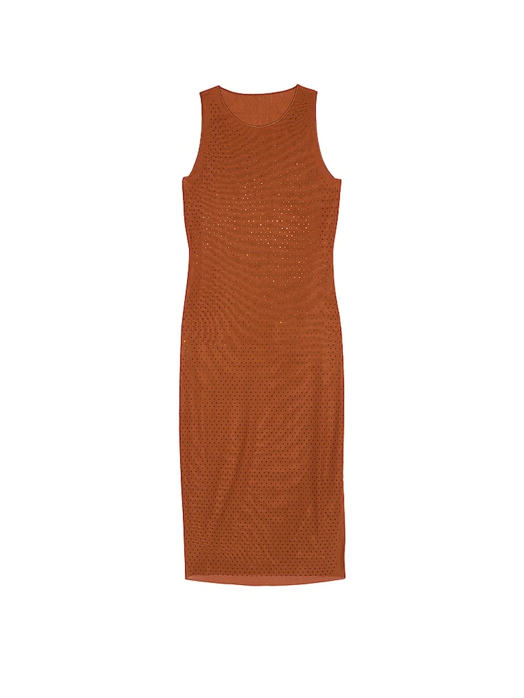 Victoria's Secret Cinnamon Brown Diamante Mesh Midi Swim Cover Up Dress - Image 3 of 3