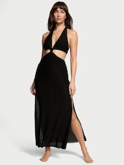 Victoria's Secret Black Mesh Knot Cover Up Maxi Dress - Image 1 of 3