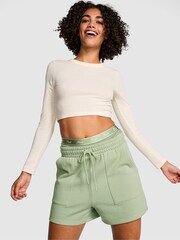 Victoria's Secret PINK Green Garden Fleece Shorts - Image 1 of 2