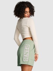 Victoria's Secret PINK Green Garden Fleece Shorts - Image 2 of 2