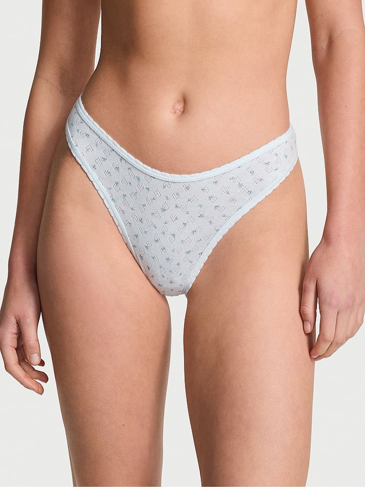 Victoria's Secret PINK Bliss Blue Thong Cotton Knickers - Image 1 of 3