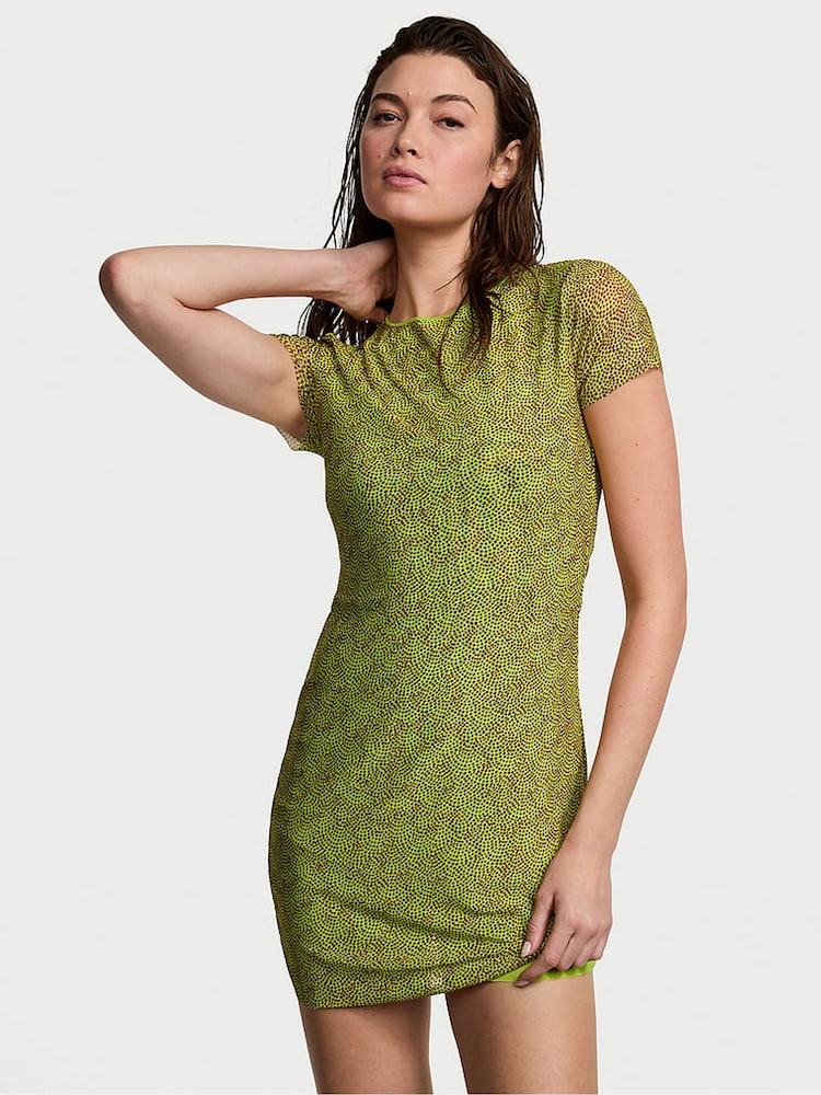 Limelight groene stippen - Victoria's Secret mesh tuniek mini-jurk - Image 1 of 3
