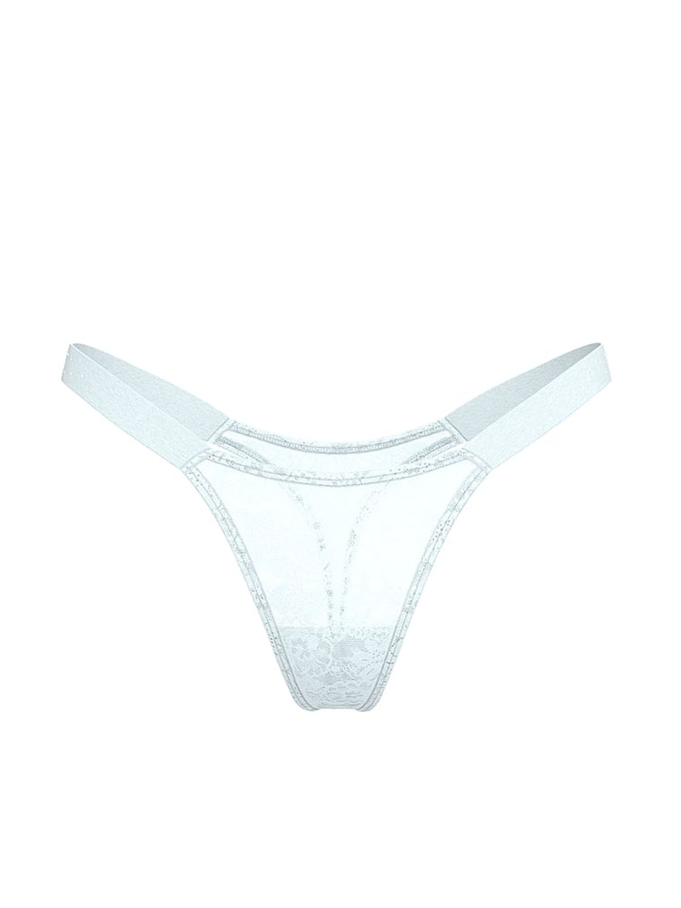 Victoria's Secret PINK Bliss Blue Thong Lace Logo Scoop Knickers - Image 3 of 3 Victoria's Secret PINK Bliss Blue Thong Lace Logo Scoop Knickers - Image 3 of 3