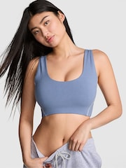 Victoria's Secret PINK Dusty Iris Blue Cotton Scoop Sports Bra - Image 1 of 2