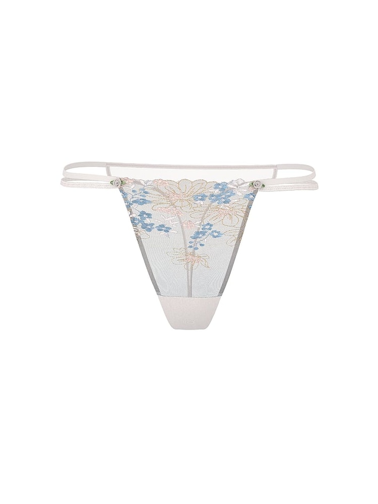 Victoria's Secret Bloom Blue Thong Wildflower Embroidery Knickers - Image 3 of 3 Victoria's Secret Bloom Blue Thong Wildflower Embroidery Knickers - Image 3 of 3