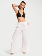 Victoria's Secret White Linen Cover Up Trousers - Image 1 of 3