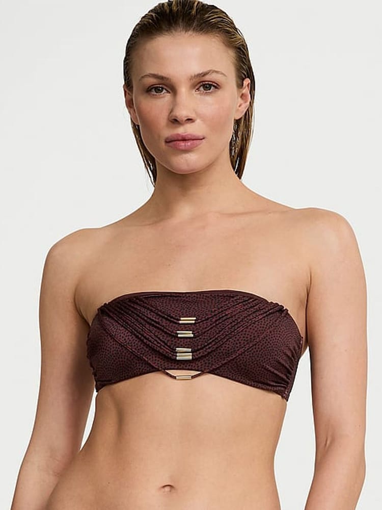 Victoria's Secret Burgundy Brown Dots Bandeau Archive Bikini Top - Image 1 of 4