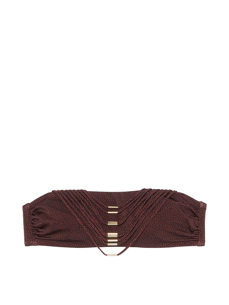 Victoria's Secret Burgundy Brown Dots Bandeau Archive Bikini Top - Image 4 of 4