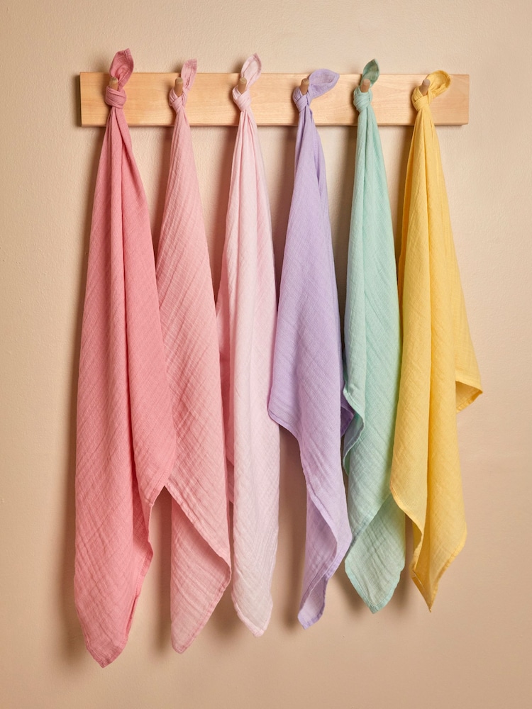 JoJo Maman Bébé Pastel 6-Pack Muslin Squares - Image 1 of 4 JoJo Maman Bébé Pastel 6-Pack Muslin Squares - Image 1 of 4
