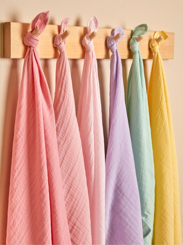JoJo Maman Bébé 6-Pack Pastel Muslin Squares - Image 2 of 4