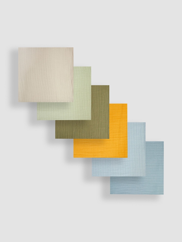 JoJo Maman Bébé 6-Pack Coloured Muslin Squares - Image 4 of 4