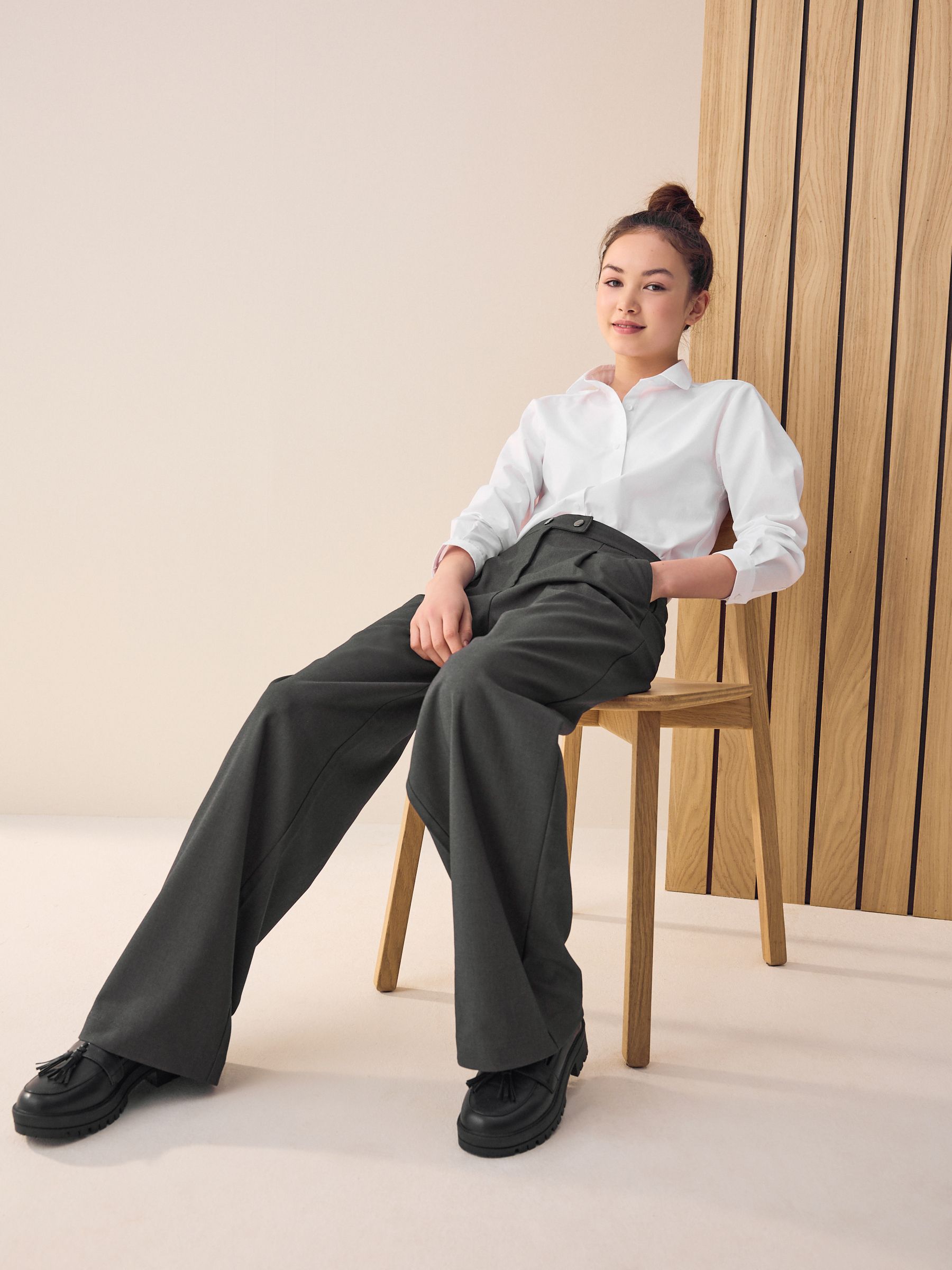 Buy Grey Longer Length Senior Wide Leg School Trousers (9-18yrs