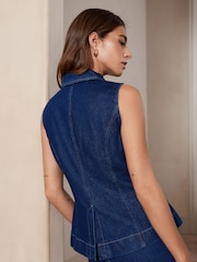 Rinse Heart Button Tailored Denim 100% Cotton Waistcoat - Image 2 of 8