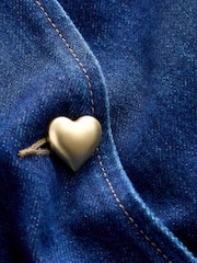 Rinse Heart Button Tailored Denim 100% Cotton Waistcoat - Image 8 of 8
