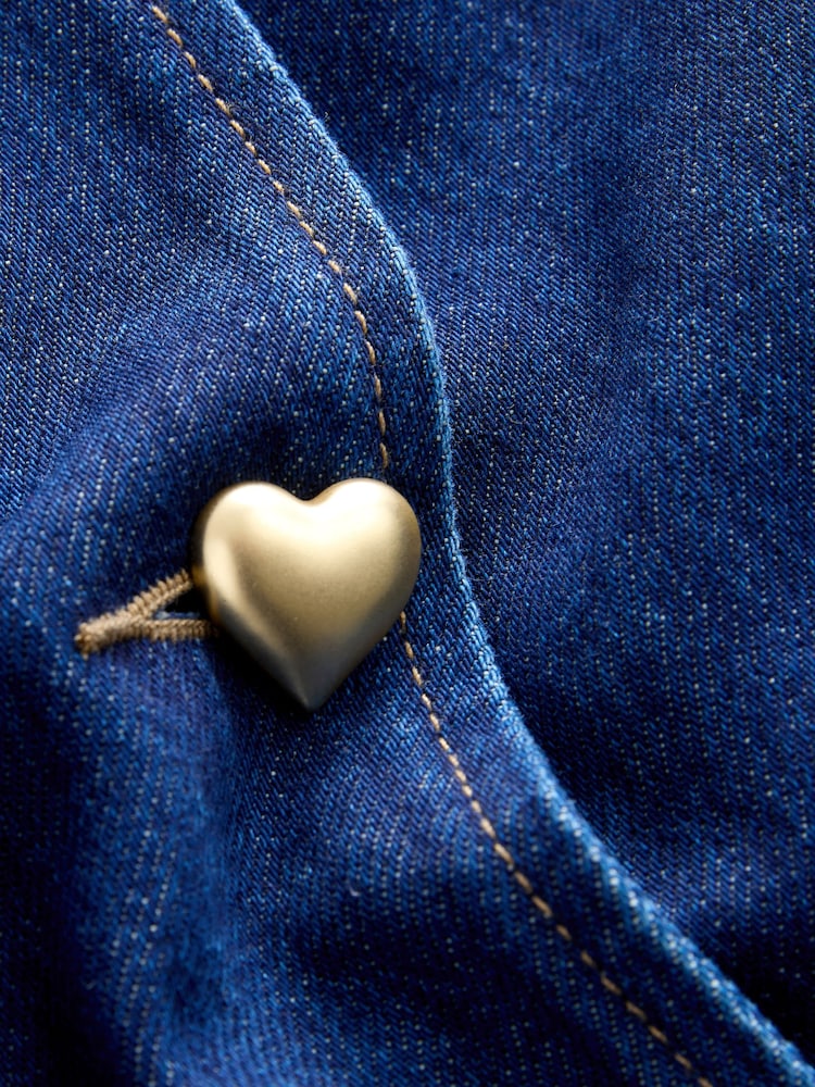 Rinse Heart Button Tailored Denim 100% Cotton Waistcoat - Image 8 of 8